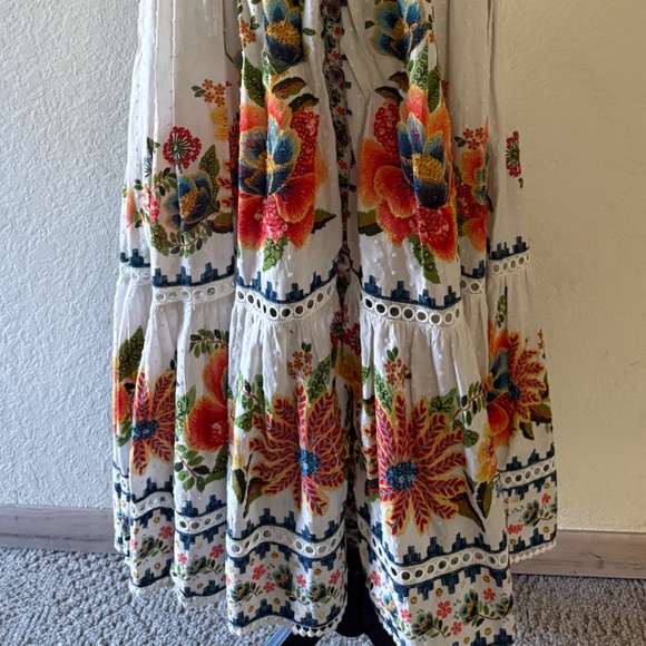FARM RIO Off-White Delicate Garden Midi Dress Size Small - Picture 16 of 16